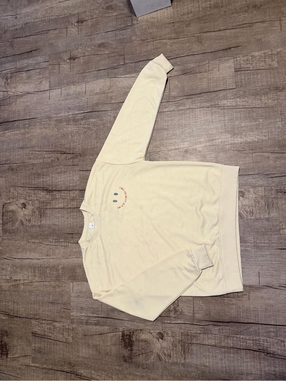 Women’s Cream Crewneck Sweatshirt with Smiley Accent